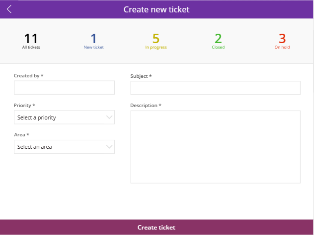 New Ticket Screen New Ticket Screen
